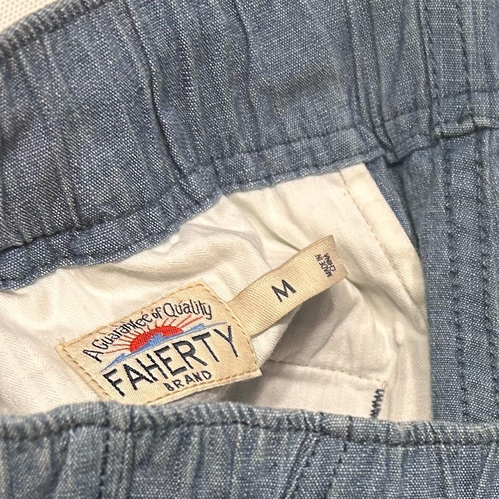 Faherty Light Blue Denim Drawstring Logo Shorts: … - image 2